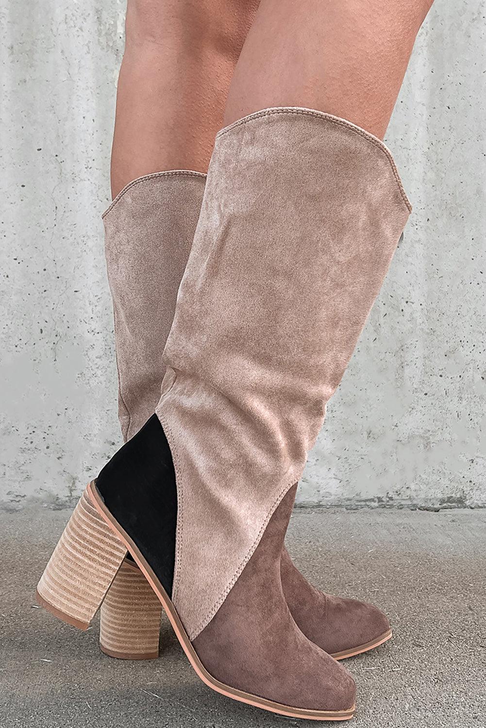 Trendy Boots for Women – Stylish & Comfortable Boots for Every Season | Modestly Vogue Coffee Suede Calf Length Chunky Heel Boots - Modestly Vogue 