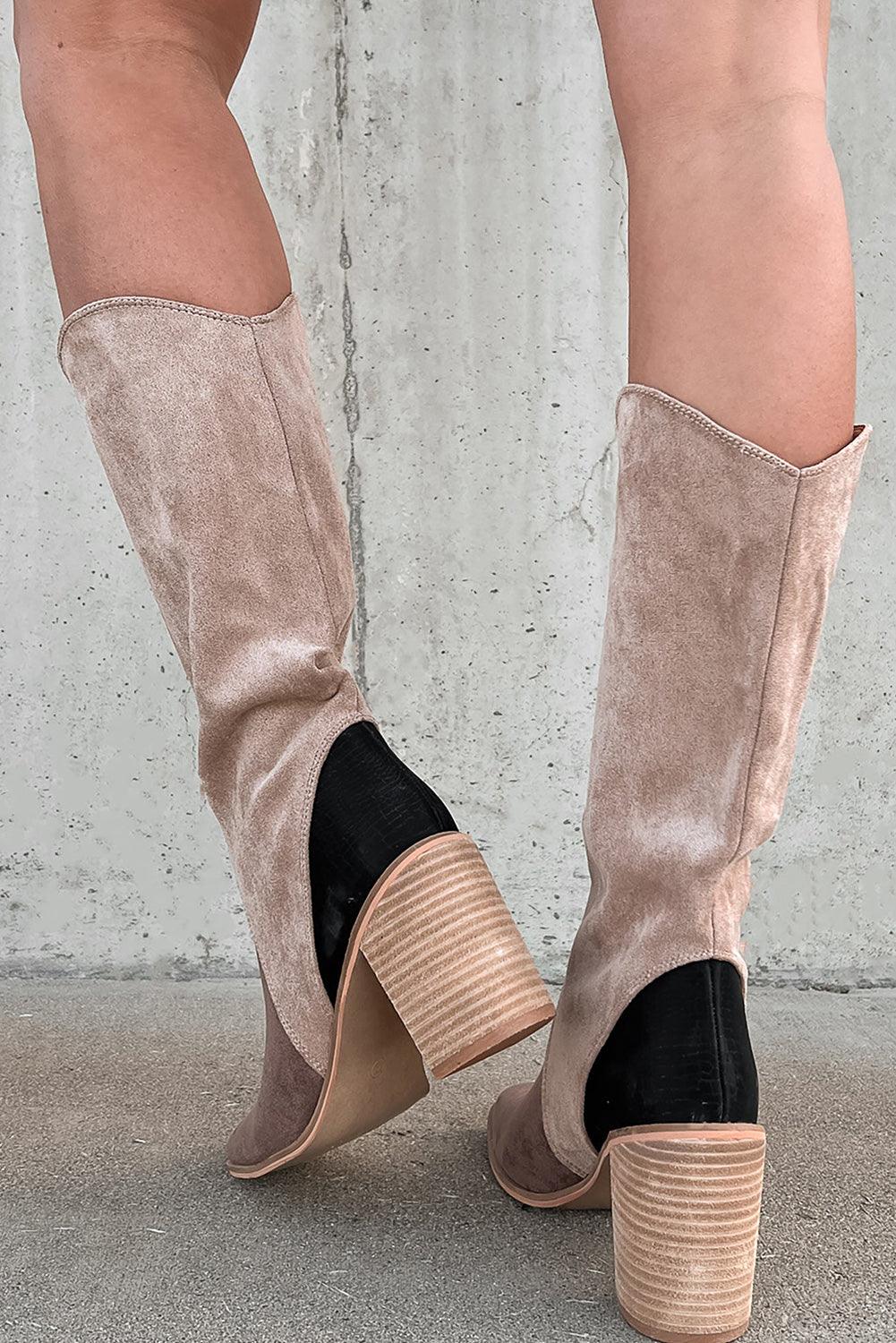 Trendy Boots for Women – Stylish & Comfortable Boots for Every Season | Modestly Vogue Coffee Suede Calf Length Chunky Heel Boots - Modestly Vogue 