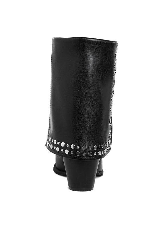 Trendy Boots for Women – Stylish & Comfortable Boots for Every Season | Modestly Vogue Mariachi Stud Embellished Foldover Boots - Modestly Vogue 