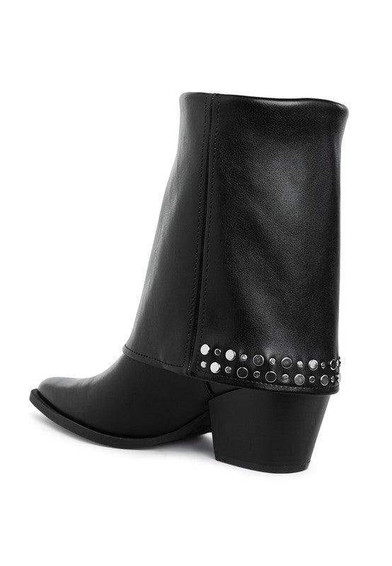 Trendy Boots for Women – Stylish & Comfortable Boots for Every Season | Modestly Vogue Mariachi Stud Embellished Foldover Boots - Modestly Vogue 