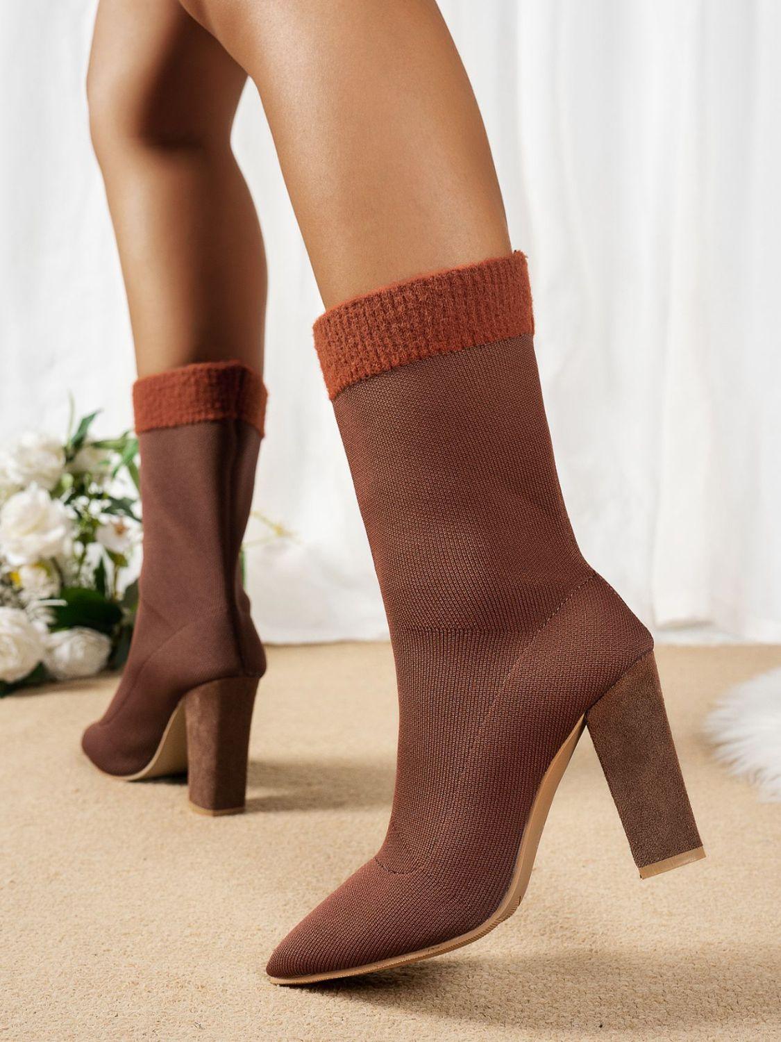 Trendy Boots for Women – Stylish & Comfortable Boots for Every Season | Modestly Vogue Mesh Point Toe Block Heel Boots - Modestly Vogue 