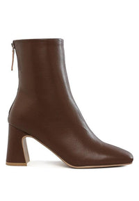 Neapolitan Faux Leather Square Toe Ankle Boots - Modestly Vogue 