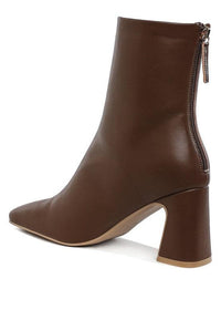 Neapolitan Faux Leather Square Toe Ankle Boots - Modestly Vogue 