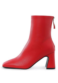 Neapolitan Faux Leather Square Toe Ankle Boots - Modestly Vogue 