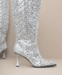 OASIS SOCIETY Jeweled Knee High Sequin Boots - Modestly Vogue 