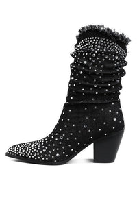 Denim Boots – Boots Season | Savant Diamante Rhinestones Boots - Modestly Vogue 