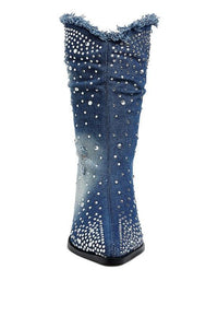 Denim Boots – Boots Season | Savant Diamante Rhinestones Boots - Modestly Vogue 