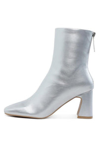 Stylish & Comfortable Square Toe Metallic Ankle Boots - Modestly Vogue 