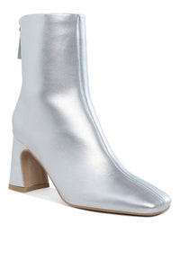 Stylish & Comfortable Square Toe Metallic Ankle Boots - Modestly Vogue 