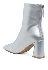 Stylish & Comfortable Square Toe Metallic Ankle Boots - Modestly Vogue 