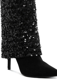 Trendy Boots for Women – Stylish & Comfortable Boots for Every Season | Modestly Vogue Sin City Sequinned Fold-Over Calf Boots - Modestly Vogue 