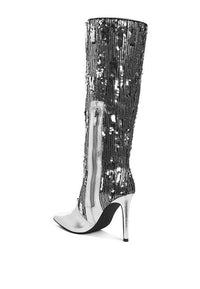 Trendy Boots for Women – Stylish & Comfortable Boots for Every Season | Modestly Vogue Sitarah Sequin Embellished Stiletto Long Boots - Modestly Vogue 