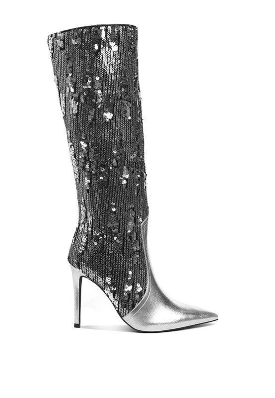 Trendy Boots for Women – Stylish & Comfortable Boots for Every Season | Modestly Vogue Sitarah Sequin Embellished Stiletto Long Boots - Modestly Vogue 