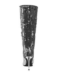 Trendy Boots for Women – Stylish & Comfortable Boots for Every Season | Modestly Vogue Sitarah Sequin Embellished Stiletto Long Boots - Modestly Vogue 