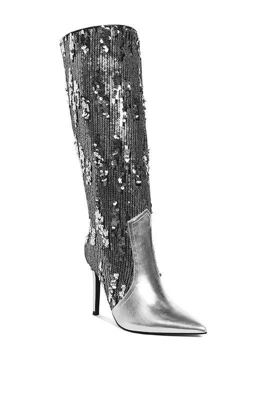 Trendy Boots for Women – Stylish & Comfortable Boots for Every Season | Modestly Vogue Sitarah Sequin Embellished Stiletto Long Boots - Modestly Vogue 