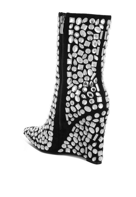 Trendy Boots for Women – Stylish & Comfortable Boots for Every Season | Modestly Vogue Trend Titan Diamante Slim Wedge Heel Boots - Modestly Vogue 