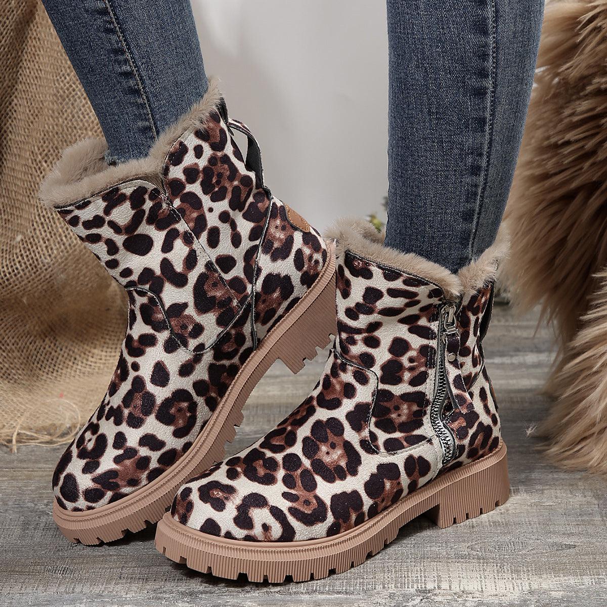 Trendy Boots for Women – Stylish & Comfortable Boots for Every Season | Modestly Vogue Winter Fleece Lined Short Fur Mouth Snow Boots Women Warm Side Zipper Suede Cotton Boots - Modestly Vogue 