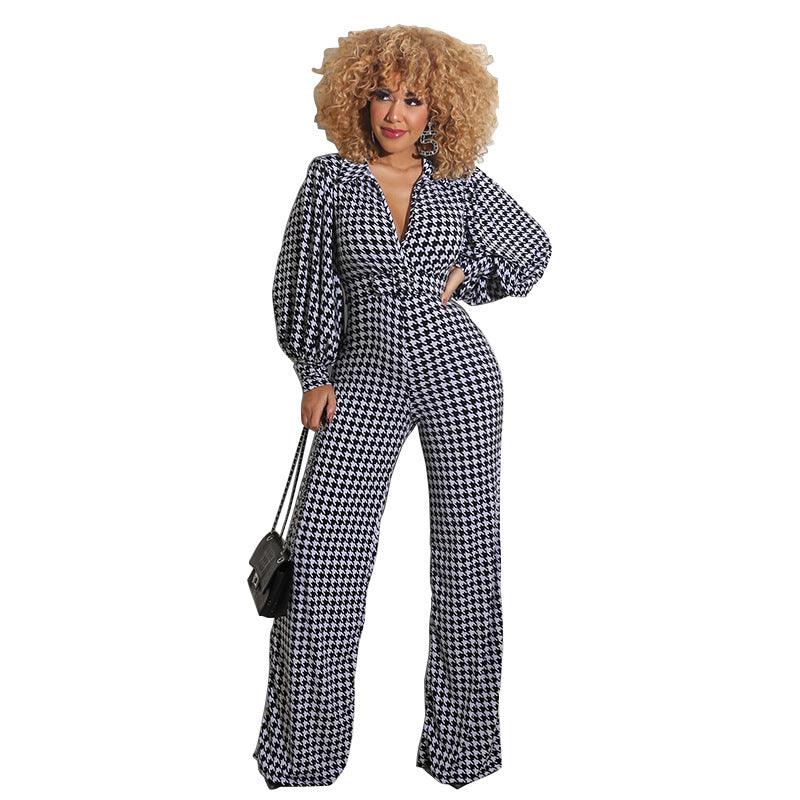 One-Piece Outfits for Every Occasion | Curvy Fit | & Plus-Size Clothing | Plus Size Women Clothing Spring Bubble Sleeve Printed Jumpsuit - Modestly Vogue 