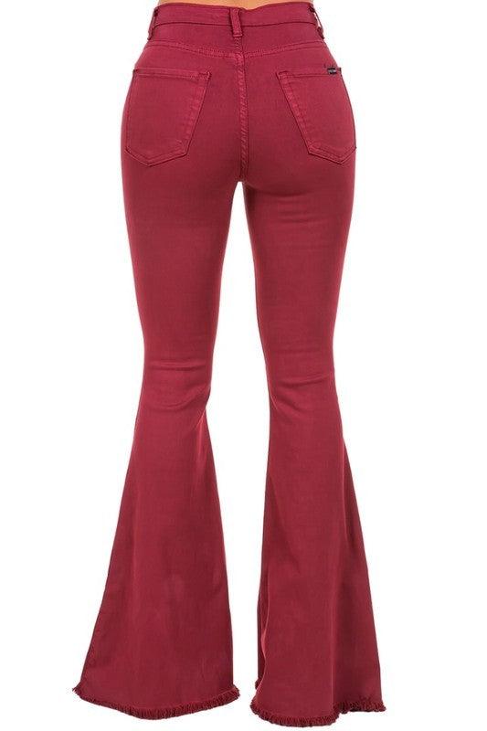 Denim – | Bell Bottom Jean in Wine - Inseam 30" - Modestly Vogue 