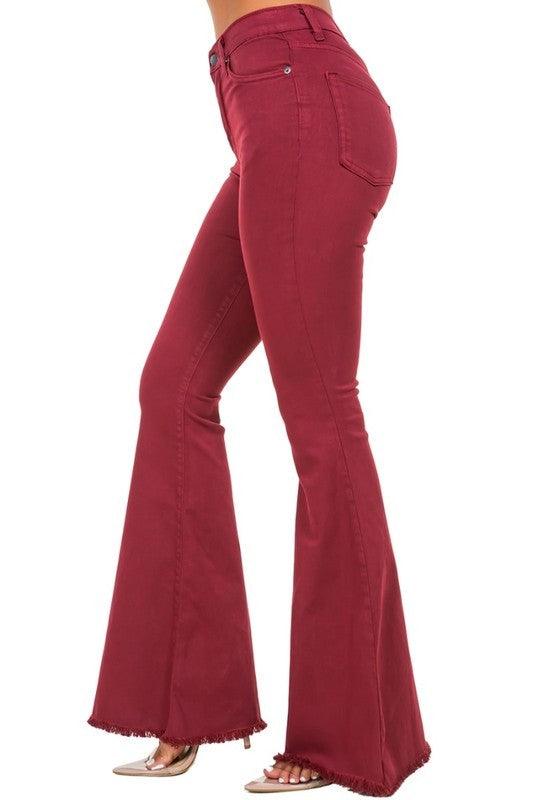 Denim – | Bell Bottom Jean in Wine - Inseam 30" - Modestly Vogue 