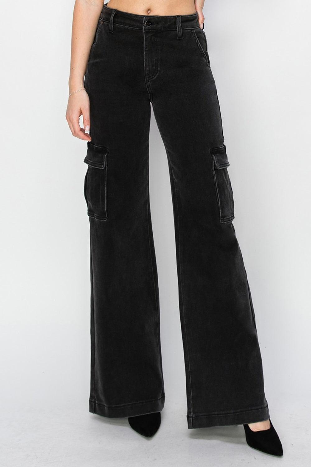 Denim – | Risen Full High Rise Wide Leg Cargo - Modestly Vogue 