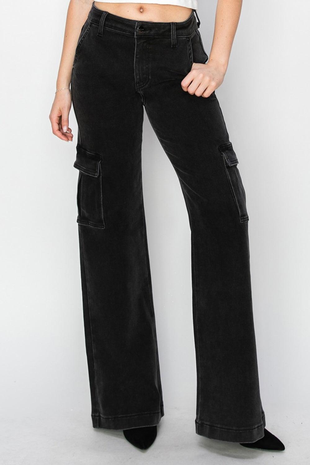 Denim – | Risen Full High Rise Wide Leg Cargo - Modestly Vogue 