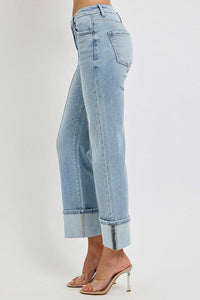 Denim – | RISEN Ankle Straight Leg Cuffed - Modestly Vogue 