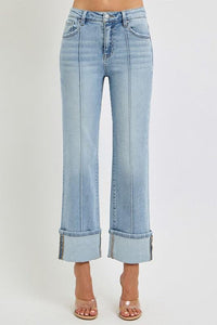 Denim – | RISEN Ankle Straight Leg Cuffed - Modestly Vogue 