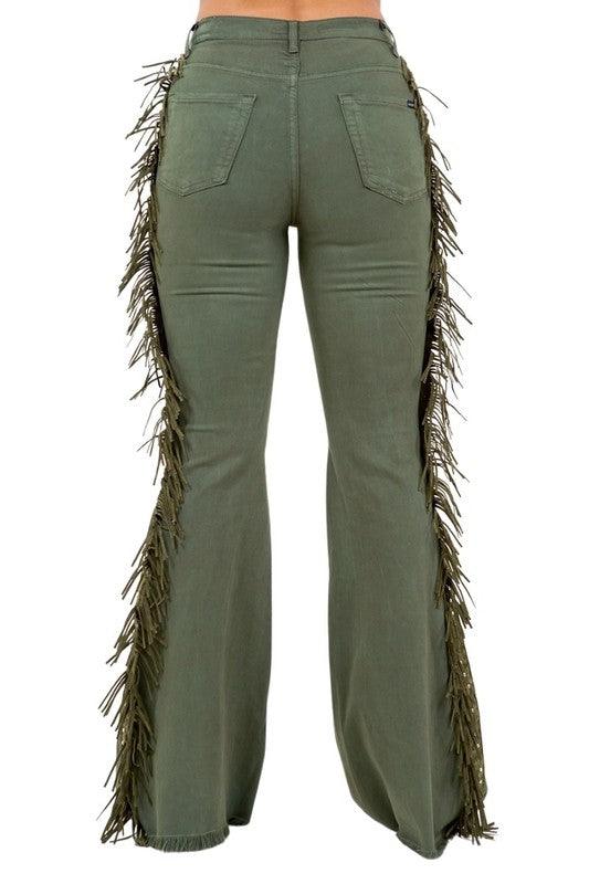 Denim – | Texas Sun Bell Bottom in Olive - Modestly Vogue 