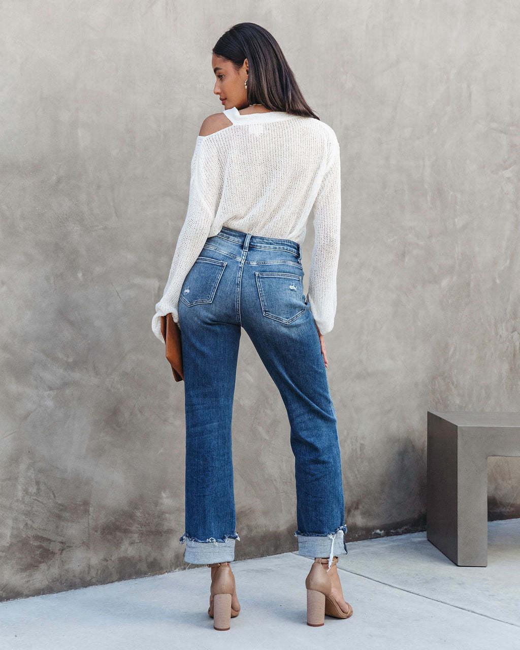 Denim – | Urban Casual Washed out Straight Leg Trousers - Modestly Vogue 