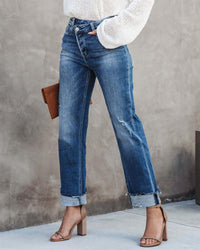 Denim – | Urban Casual Washed out Straight Leg Trousers - Modestly Vogue 