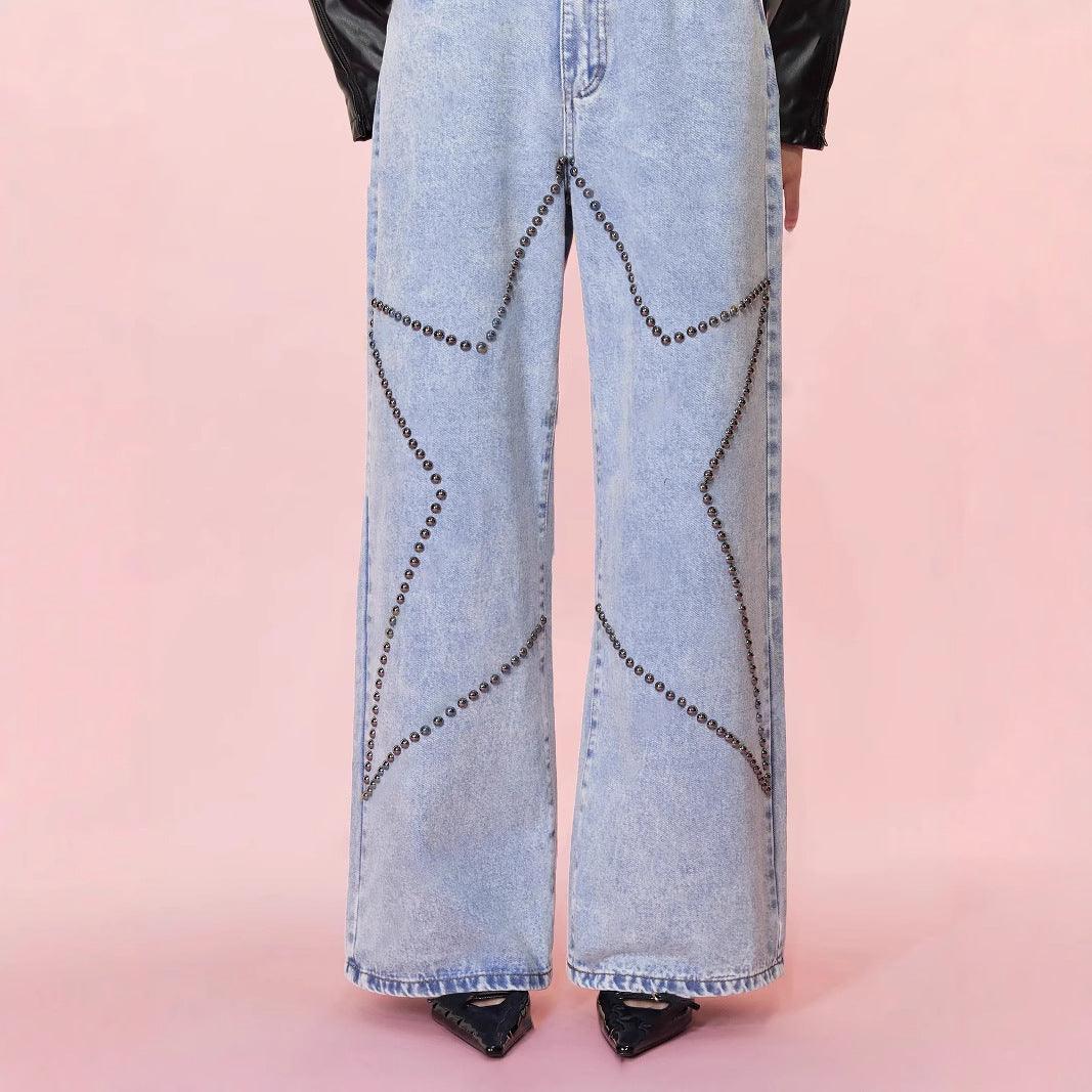 Denim – | Clothing Loose Retro Beaded Trousers - Modestly Vogue 