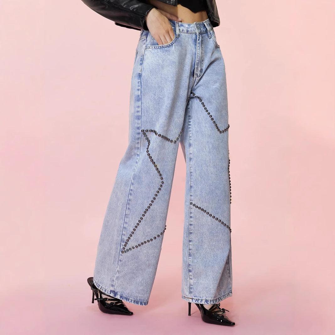 Denim – | Clothing Loose Retro Beaded Trousers - Modestly Vogue 