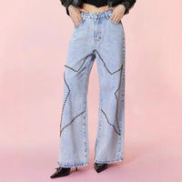 Denim – | Clothing Loose Retro Beaded Trousers - Modestly Vogue 