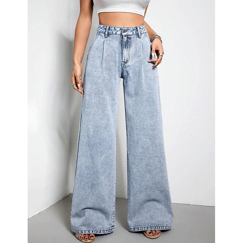 Denim – | Clothing Wide Leg Slimming Draping Loose Mop Trousers - Modestly Vogue 