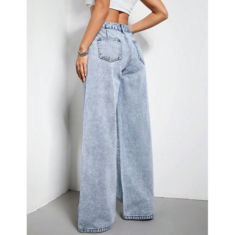 Denim – | Clothing Wide Leg Slimming Draping Loose Mop Trousers - Modestly Vogue 