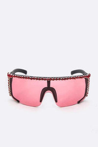 Trendy Sunglasses for Women – Stylish & UV-Protected Eyewear for Every Look | Modestly Vogue Rhinestone Shield Inspired Statement Sunglasses - Modestly Vogue 