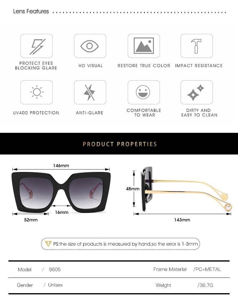 Trendy Sunglasses for Women – Stylish & UV-Protected Eyewear for Every Look | Modestly Vogue Women Square Oversize Retro Fashion Cat Eye Sunglasses - Modestly Vogue 