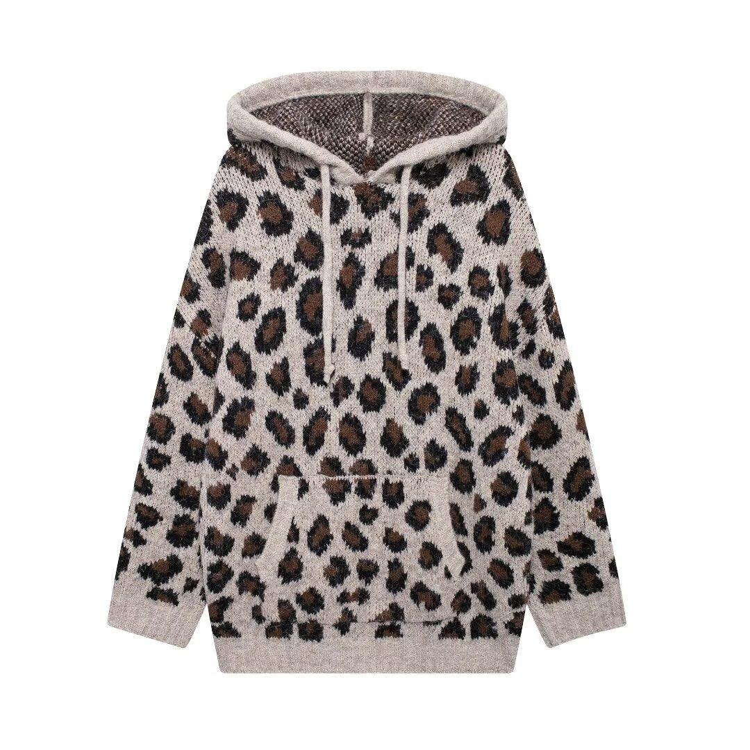 Trendy Sweaters for Women – Stylish & Comfortable Knitwear for Every Season | Modestly Vogue Autumn Women Street Hooded Leopard Jacquard Knitted Sweater - Modestly Vogue 