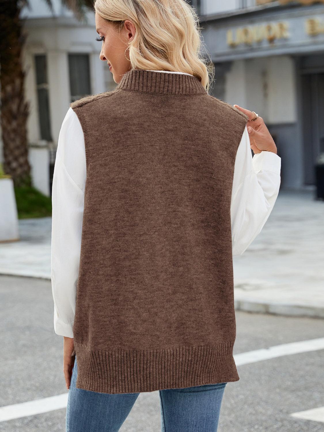 Cable Knit V-Neck Sweater Vest – - Modestly Vogue 