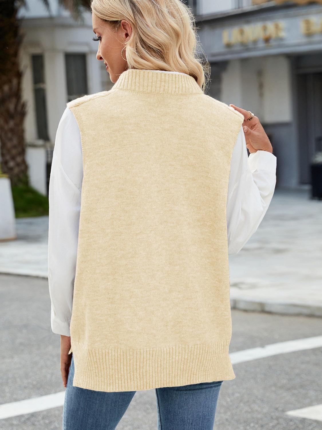 Cable Knit V-Neck Sweater Vest – - Modestly Vogue 