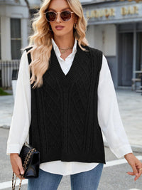 Cable Knit V-Neck Sweater Vest – - Modestly Vogue 