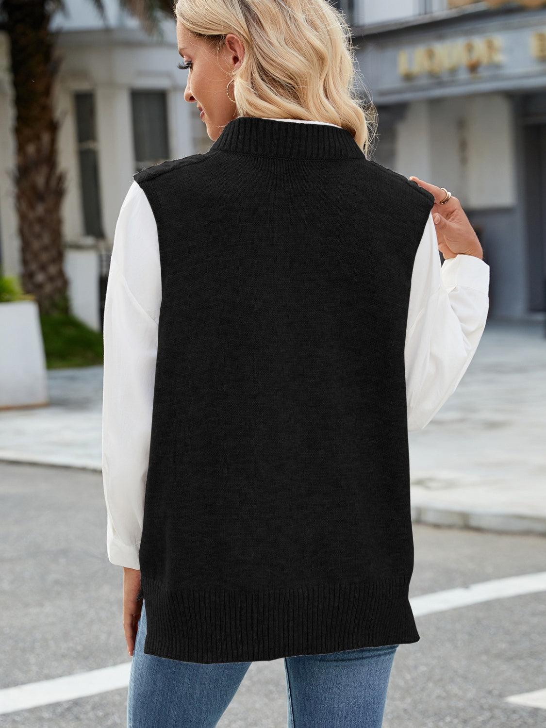 Cable Knit V-Neck Sweater Vest – - Modestly Vogue 