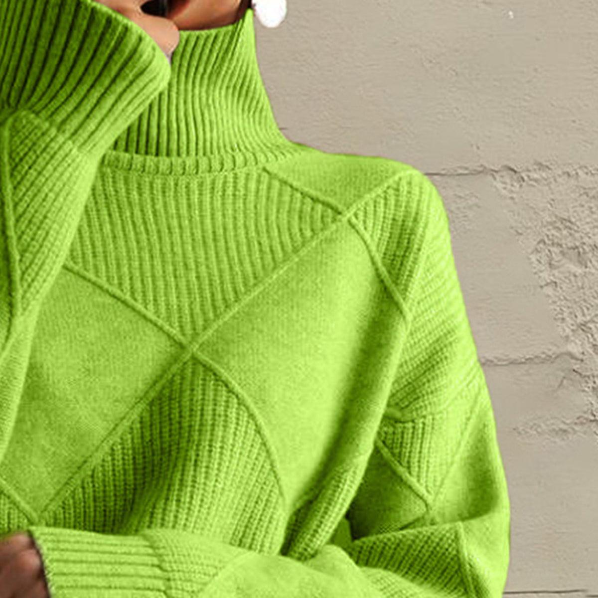 Sweaters Women – | Geometric Turtleneck Long Sleeve Sweater - Modestly Vogue 