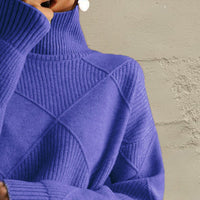 Sweaters Women – | Geometric Turtleneck Long Sleeve Sweater - Modestly Vogue 