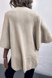 Sweaters Women – | Surplice Neck Pom-Pom Trim Poncho - Modestly Vogue 