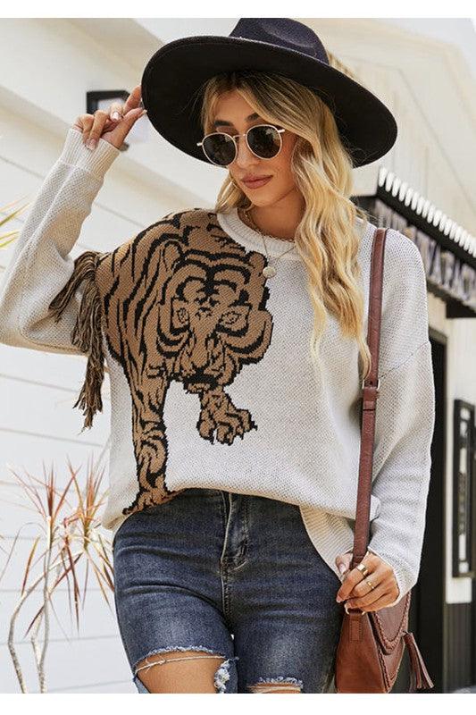 Trendy Sweaters for Women – Stylish & Comfortable Knitwear for Every Season | Modestly Vogue Tiger sweater - Modestly Vogue 