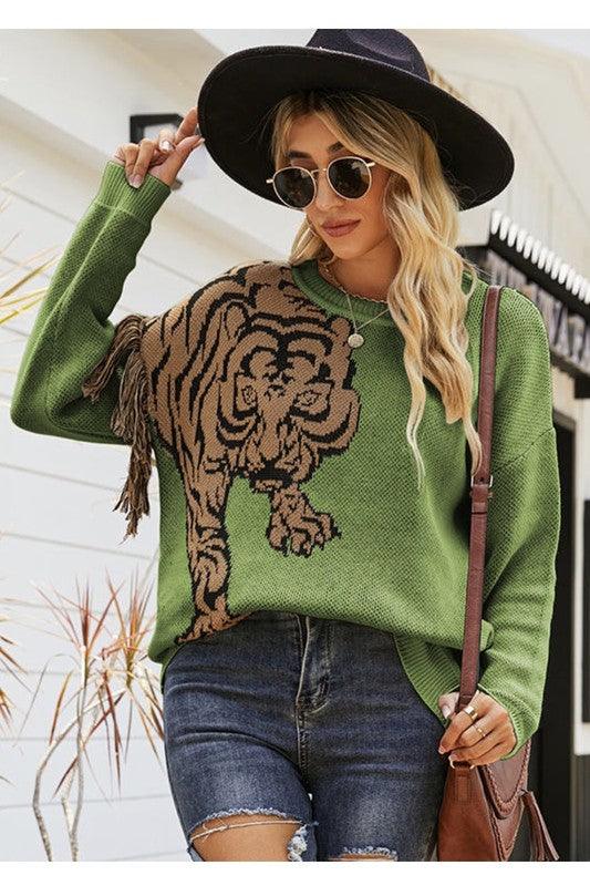 Trendy Sweaters for Women – Stylish & Comfortable Knitwear for Every Season | Modestly Vogue Tiger sweater - Modestly Vogue 