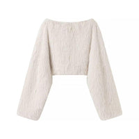 Sweaters Women – | Winter Women round Neck Artificial Fur Effect Short Sweater Loose Top - Modestly Vogue 