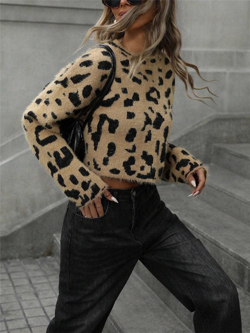 Trendy Sweaters for Women – Stylish & Comfortable Knitwear for Every Season | Modestly Vogue Women Clothing Autumn Winter Leopard Print Top Knitted Simple - Modestly Vogue 